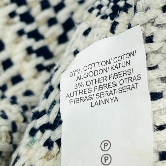 LUCKY BRAND Cardigan Womens L Open Front Fringe Sweater Shawl Cotton Black - Picture 8 of 11